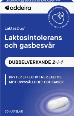 addeira LaktasDuo 2 i 1 Laktasenzym + Dimetikon 30 kapslar