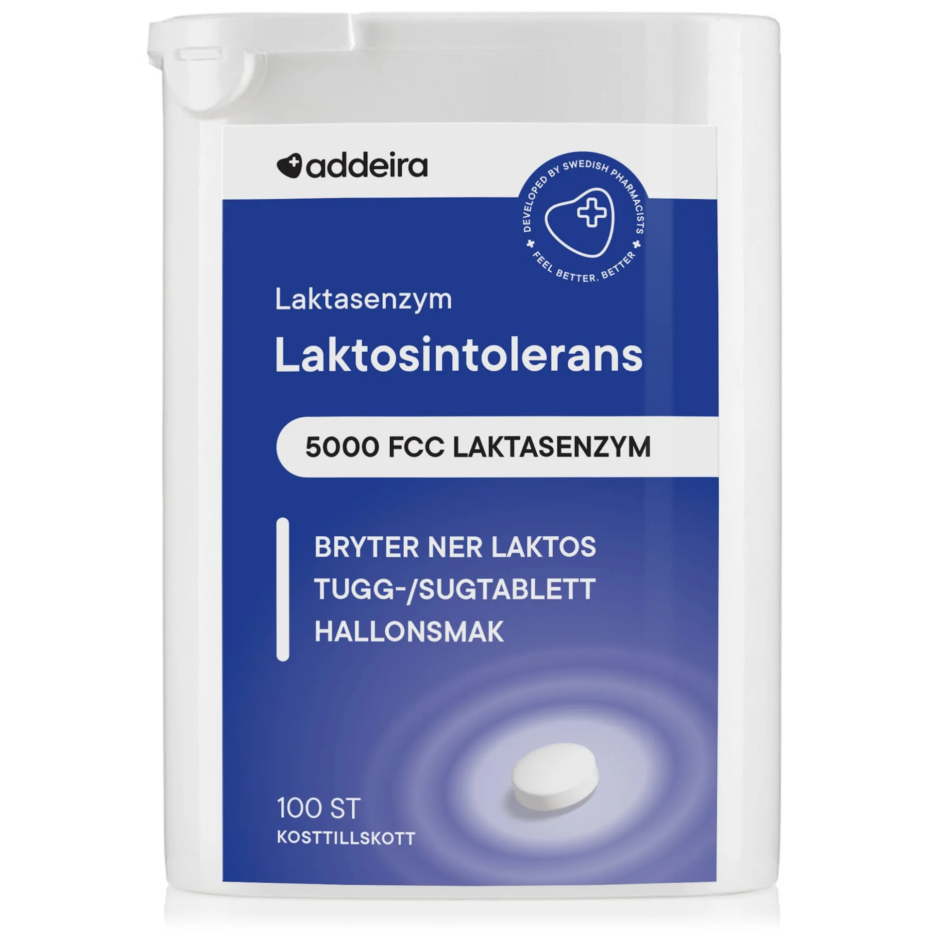 Addeira Laktasenzym Laktosintolerans 100 tuggtabletter
