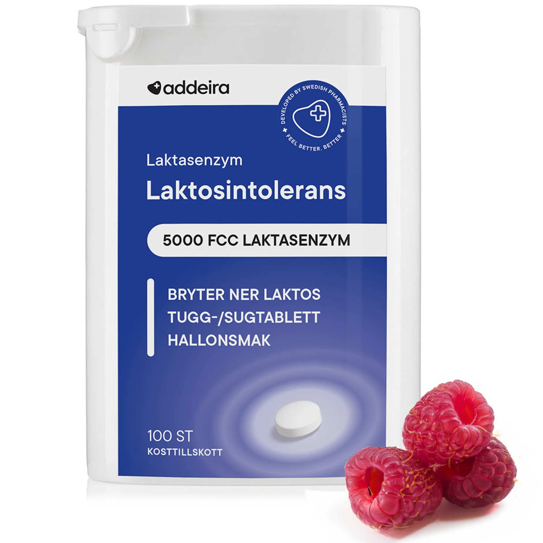Addeira Laktasenzym Laktosintolerans 100 tuggtabletter