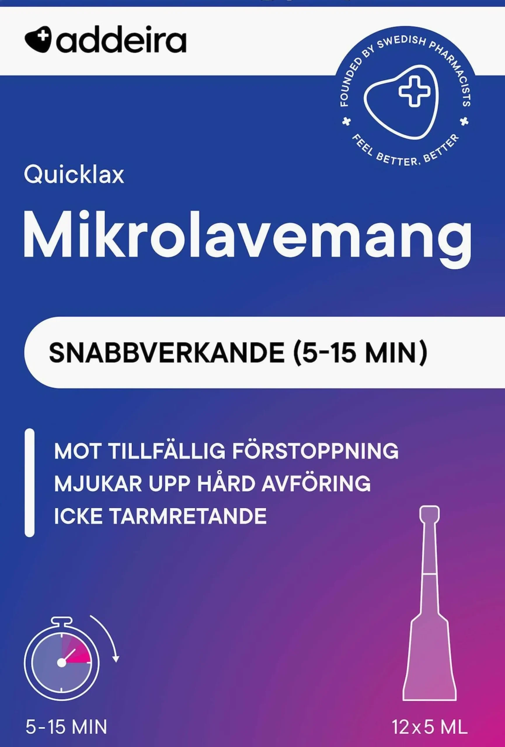 Addeira Quicklax Mikrolavemang mot förstoppning 12 x 5 ml