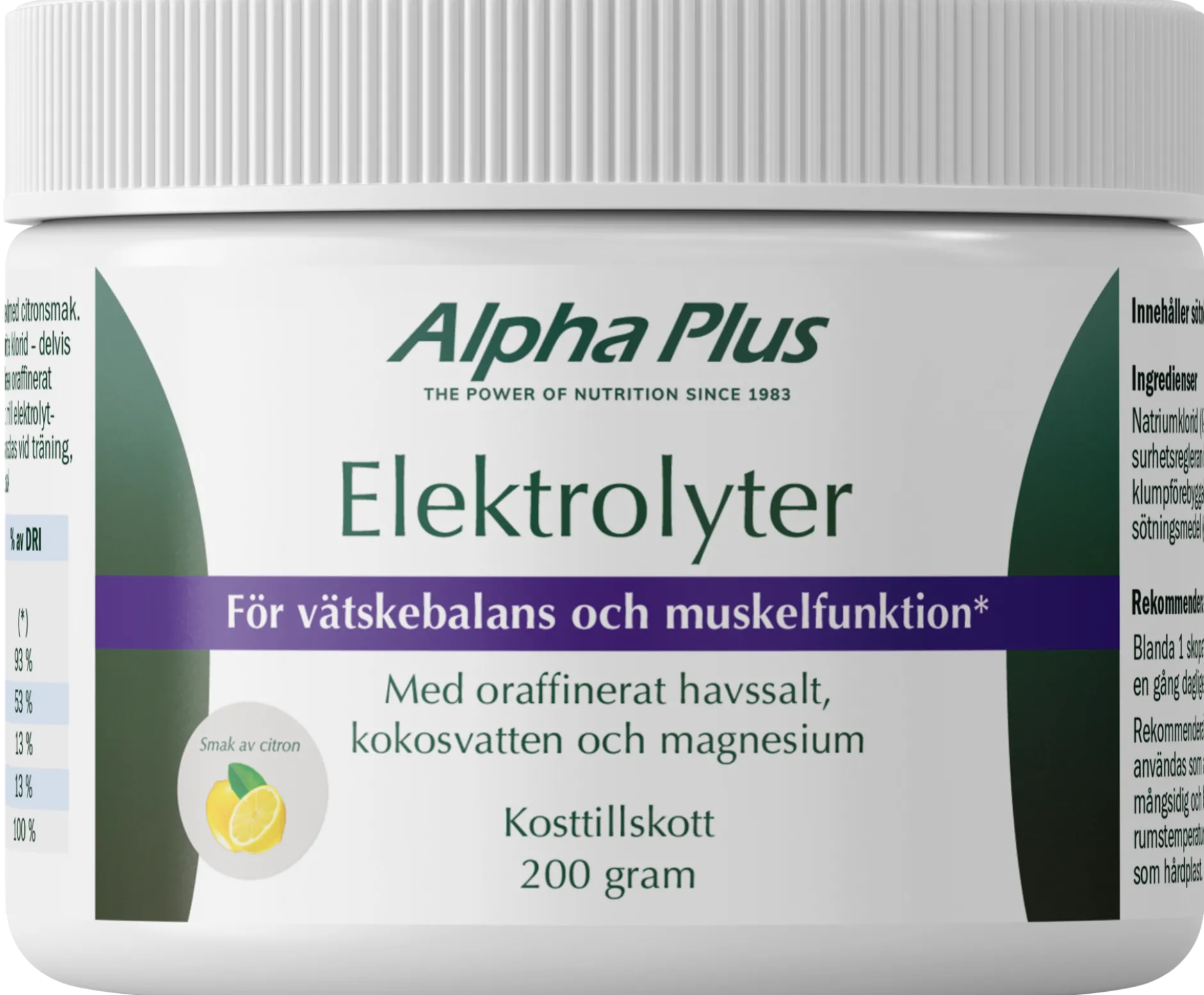 Alpha Plus Elektrolyter Citronsmak Pulver 200 g