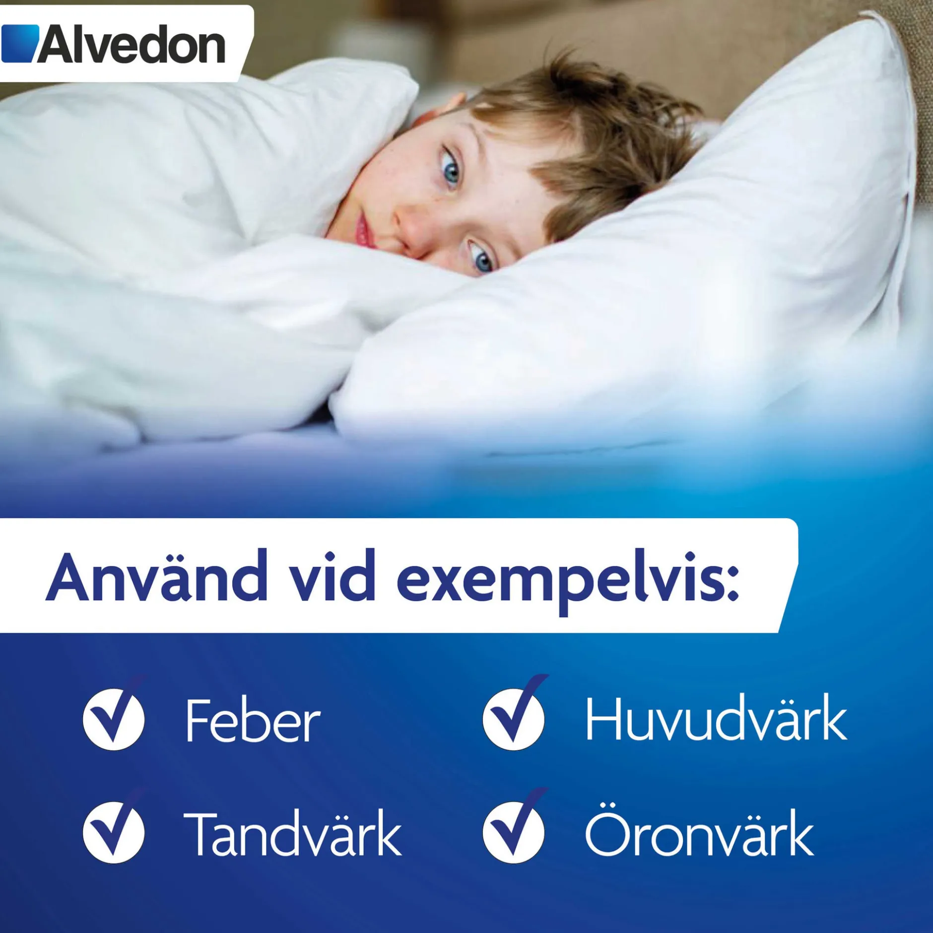Alvedon 250 mg paracetamol(15-40 kg) Munsönderfallande Tabletter 12 st