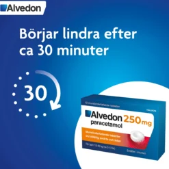 Alvedon 250 mg paracetamol(15-40 kg) Munsönderfallande Tabletter 12 st