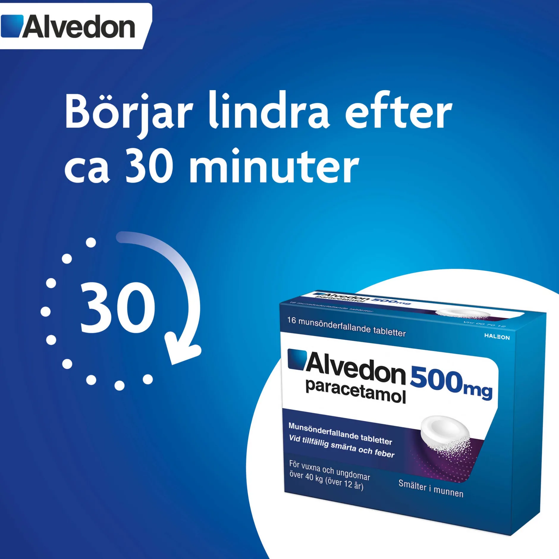 Alvedon Munsönderfallande Tabletter 500 mg 16 st