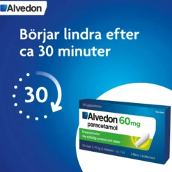 Alvedon Suppositorium 60mg paracetamol (för barn 5-10 kg) 10 st
