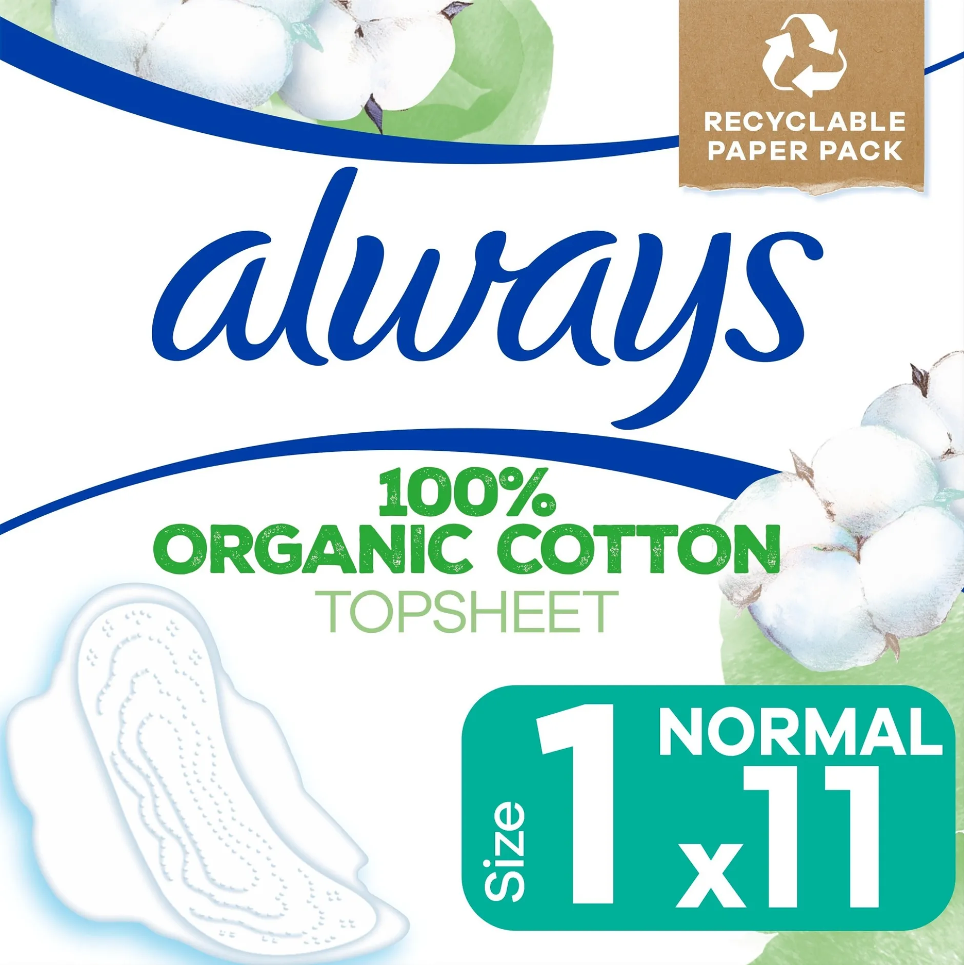 Always Cotton Protection Ultra Normal Bindor med vingar 11 st