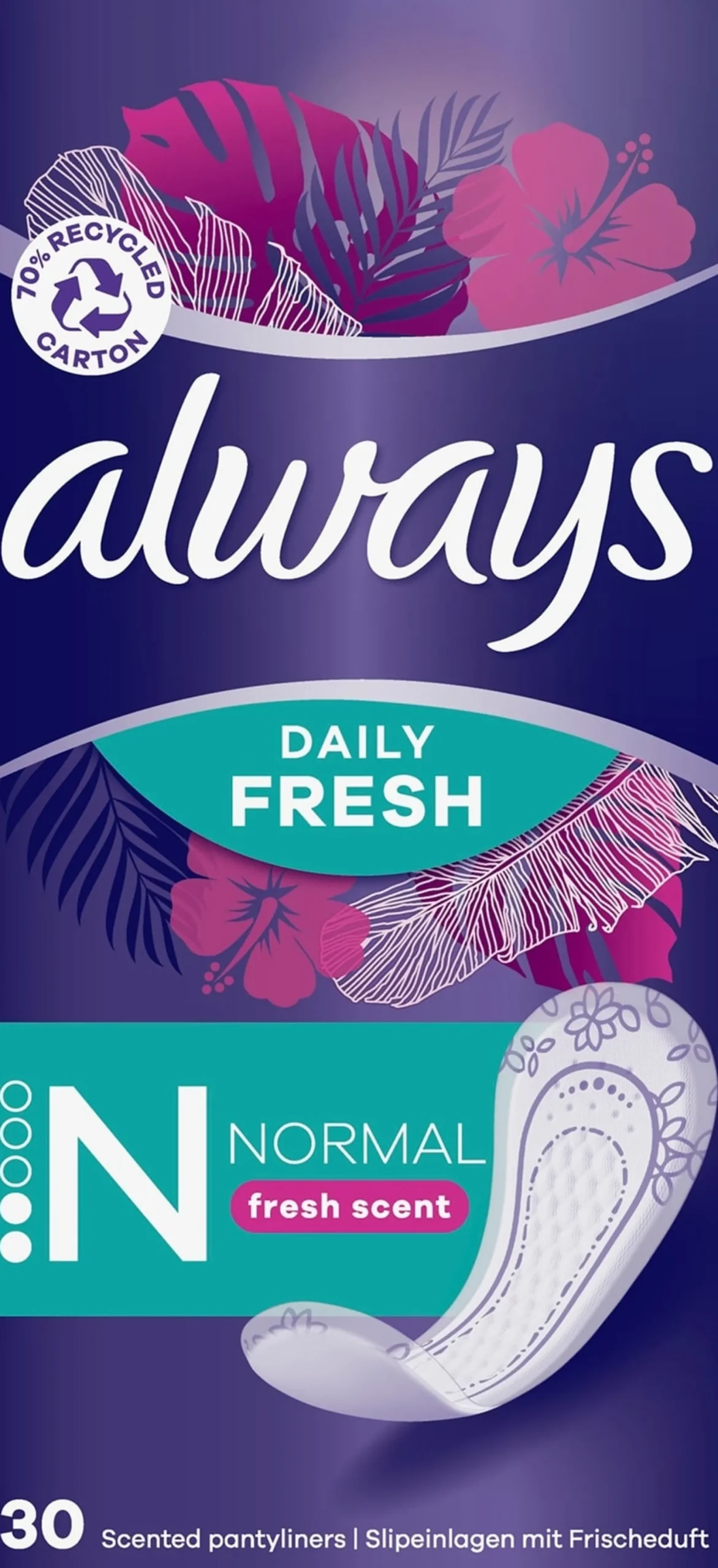 Always Dailies Normal Fresh & Protect Trosskydd med en fräsch doft 30 st