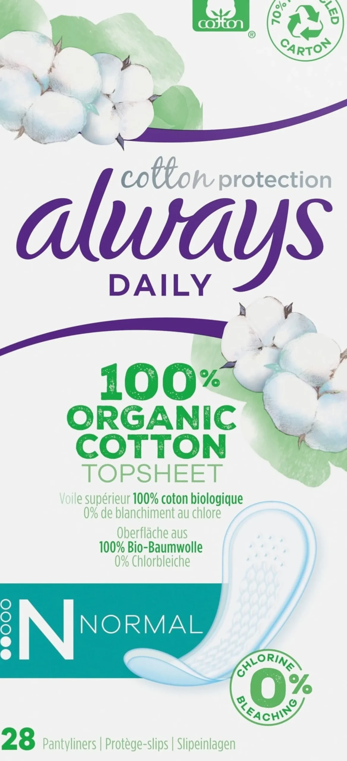 Always Daily Cotton Protection Trosskydd Normal 28 st