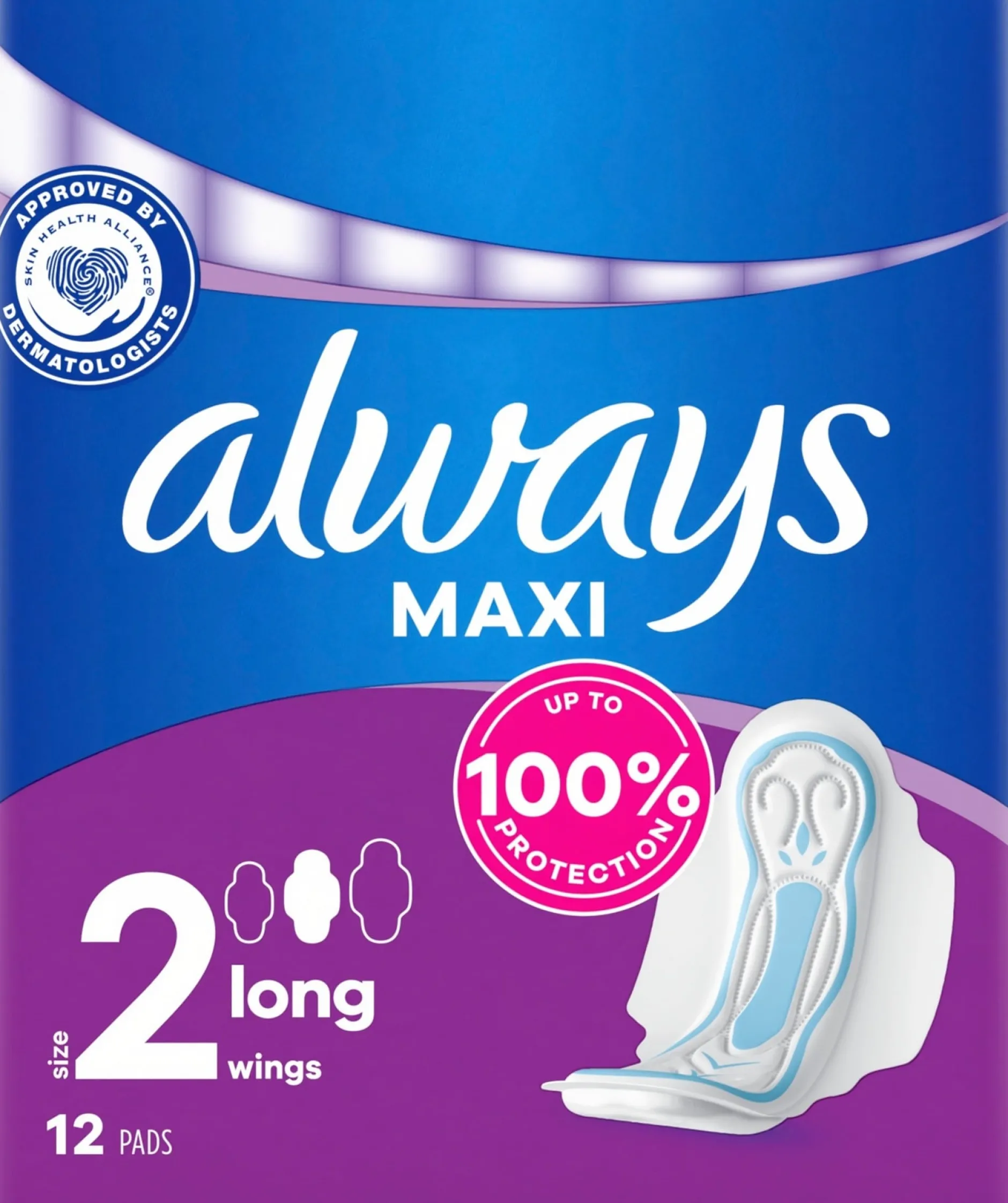 Always Maxi Long Pads Wings 12 st
