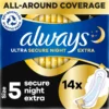 Always Ultra Secure Night Extra (Storlek 5) Bindor med vingar 14 st