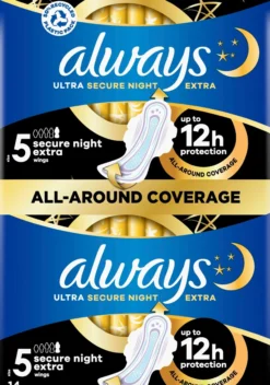 Always Ultra Secure Night Extra (Storlek 5) Bindor med vingar 14 st