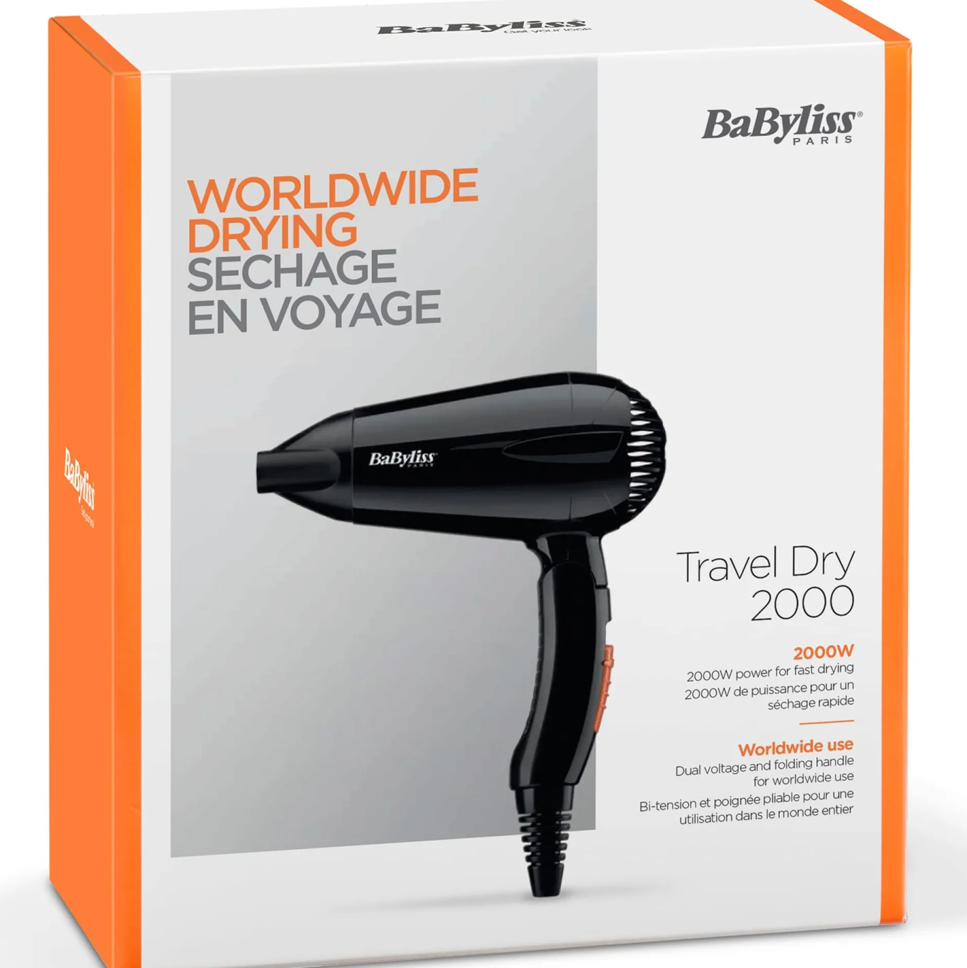 BaByliss Hårfön Travel Dry 2000 5344E 1 st