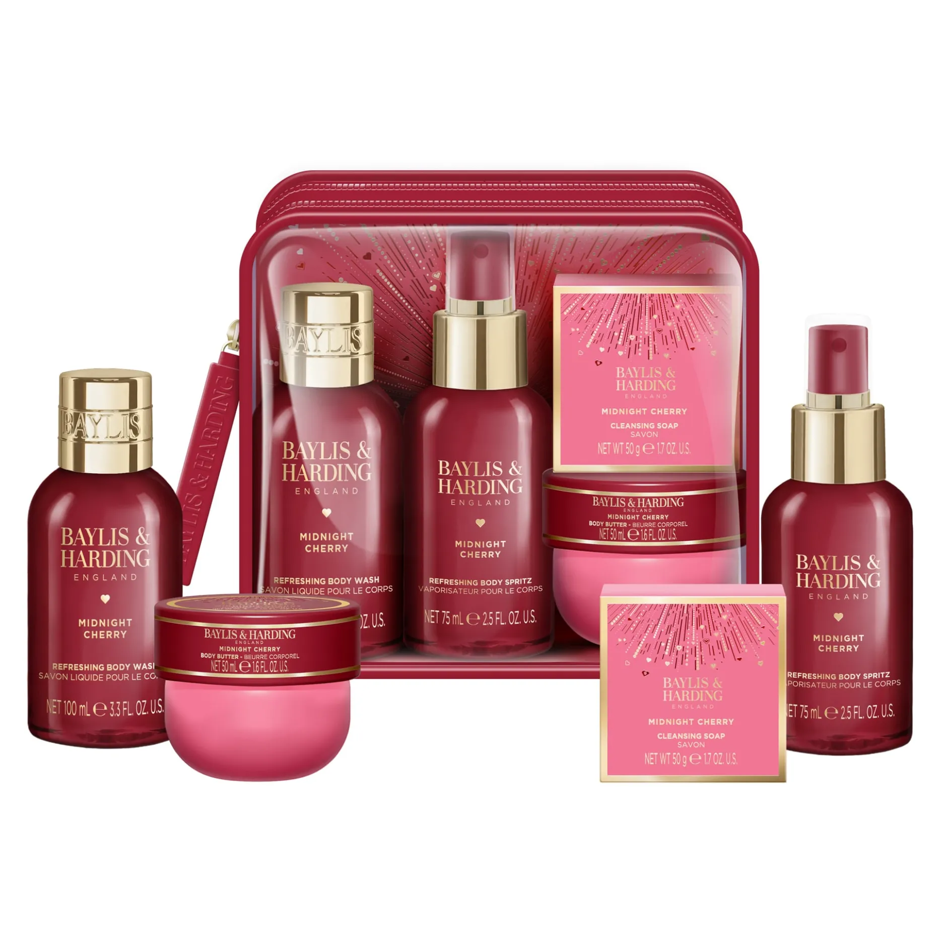 Baylis & Harding Midnight Cherry Travel Bag Gift Set 275 ml