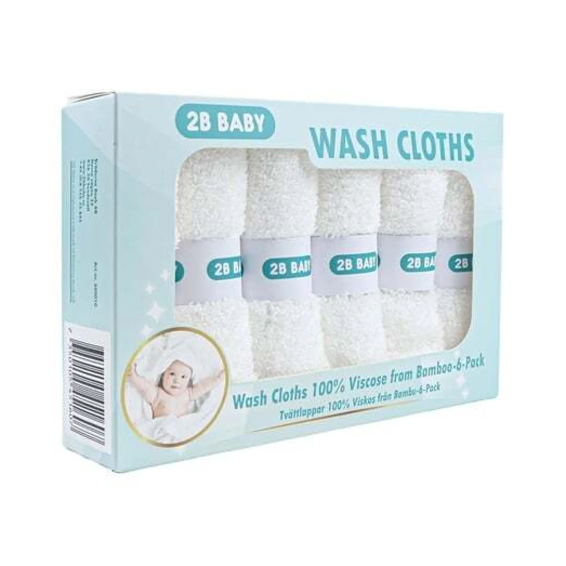 2B Baby Tvättlappar Bambu 6-pack Vit