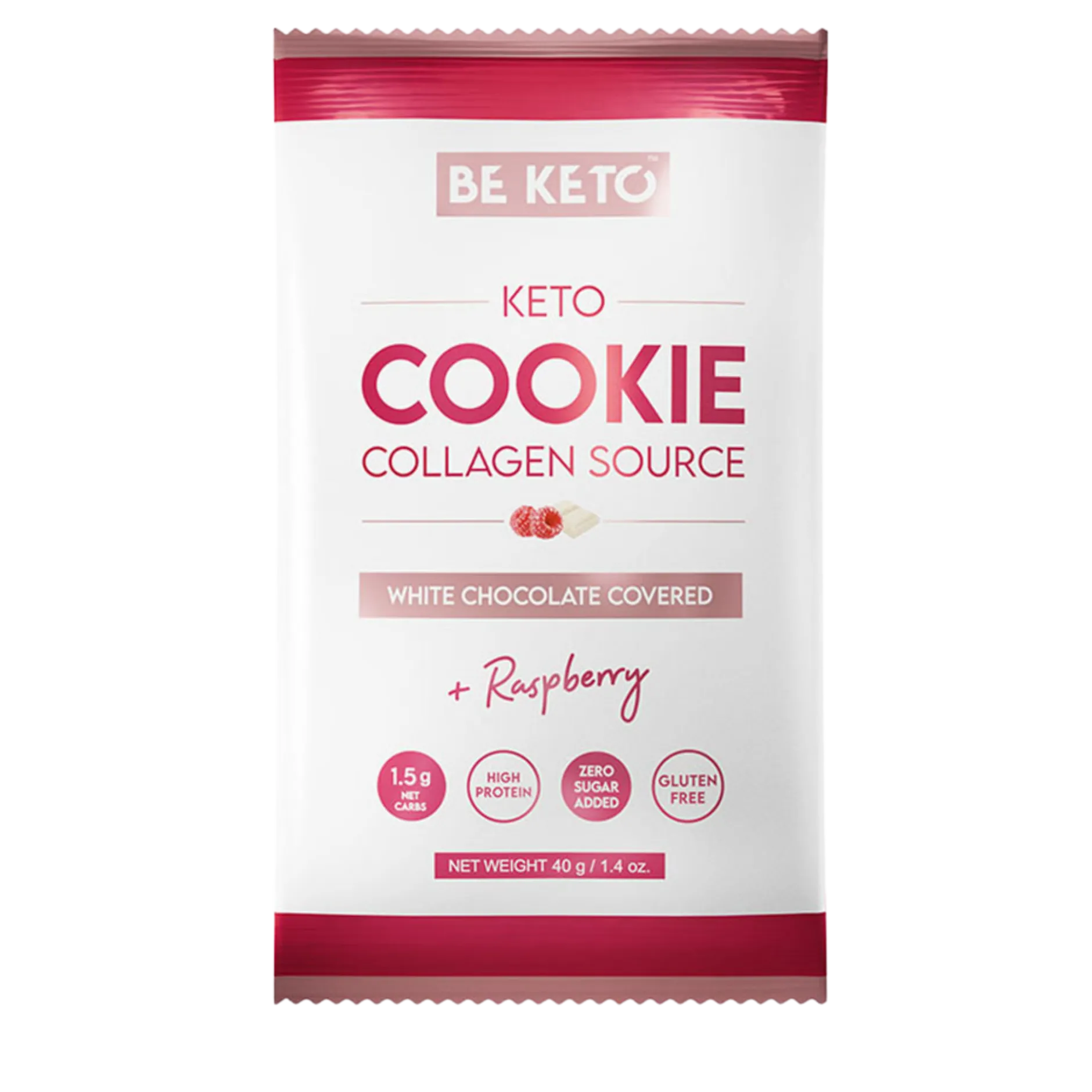 BeKeto Cookie White Chocolate & Raspberry 40 g