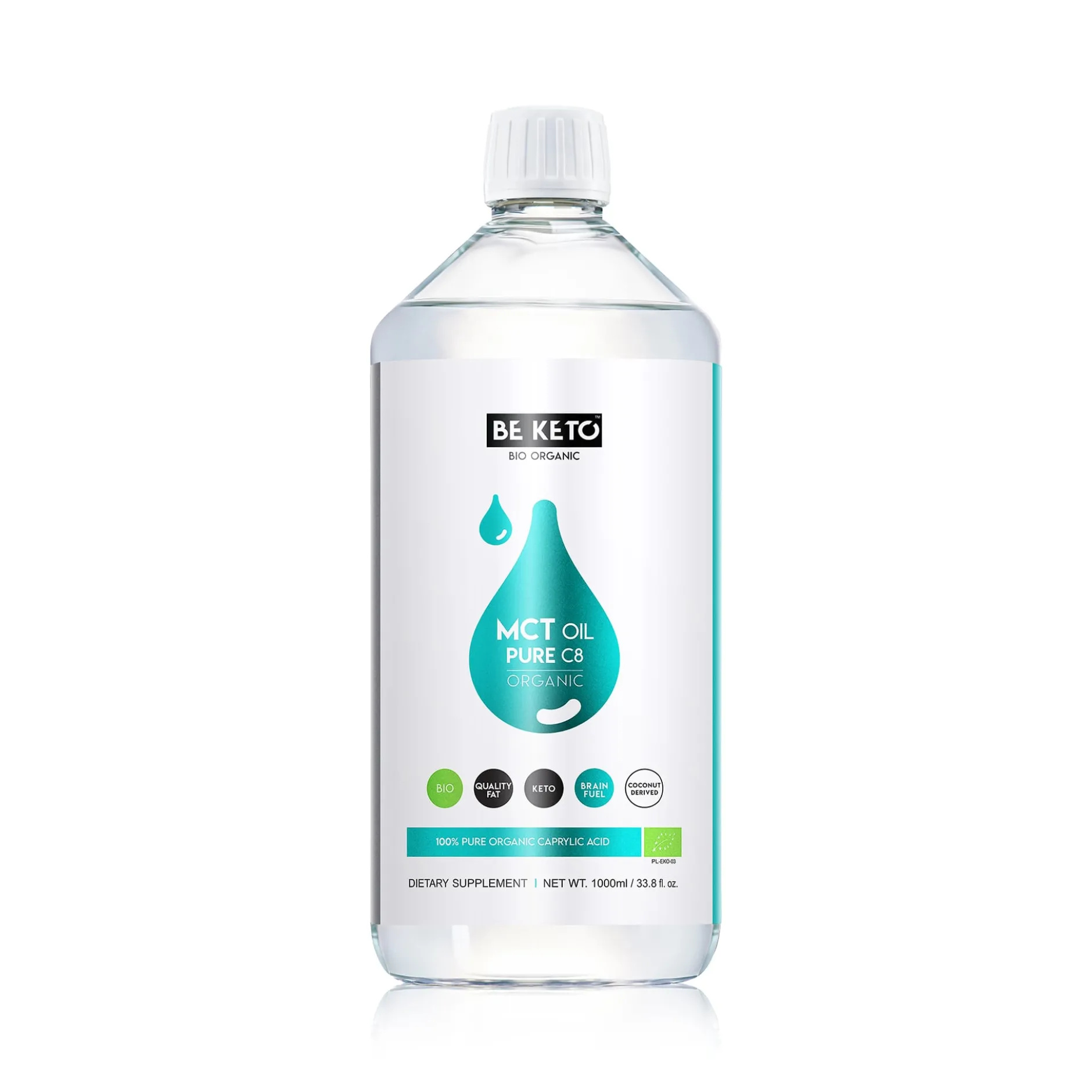 BeKeto Organic MCT Oil Liquid C8 1000 ml
