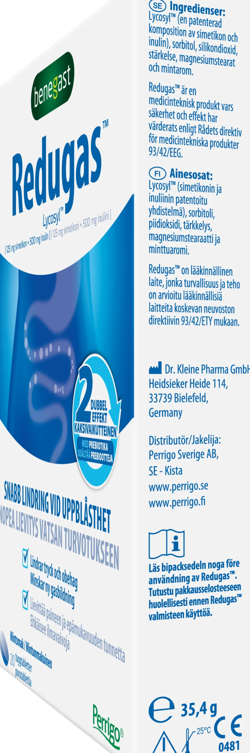Benegast Redugas Chewable Tablets Peppermint Lindring Vid Gaser 20 tuggtabletter