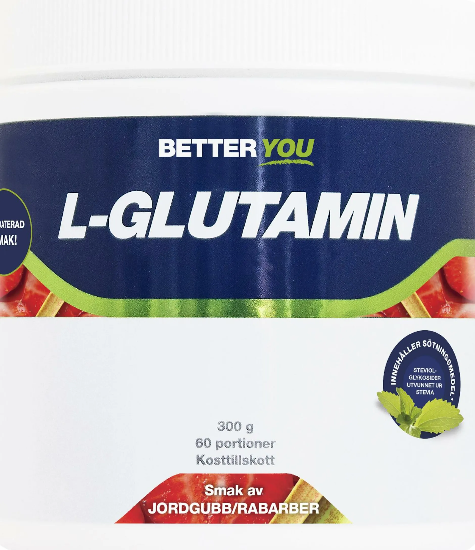 Better You Naturligt L-Glutamin 300 g - Jordgubb/Rabarber