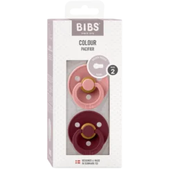 BIBS Colour Latex Size 2 Round Dusty Pink/Elderberry 2 st