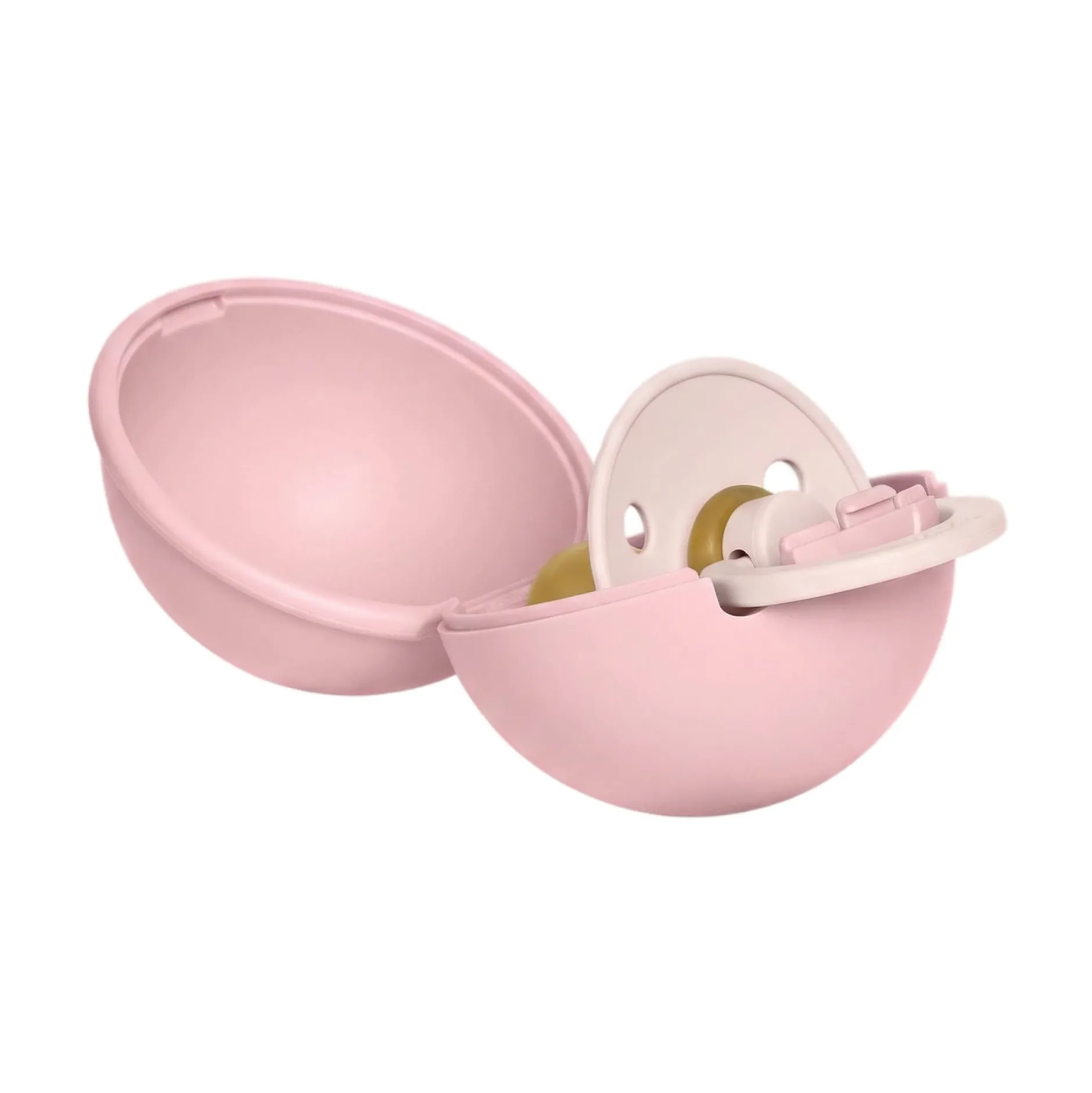 BIBS Colour Pacifier Round Latex Size 1 Petal & BIBS Pacifier Case Mini Baby Pink