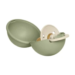 BIBS Colour Pacifier Round Latex Size 2 Ivory & BIBS Pacifier Case Mini Sage