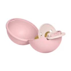 BIBS Colour Pacifier Round Latex Size 2 Petal & BIBS Pacifier Case Mini Baby Pink