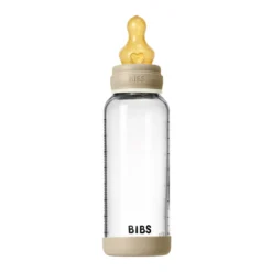 BIBS Glass Baby Bottle Round Latex 1 pack 240 ml Medium Flow Vanilla GLOW