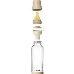 BIBS Glass Baby Bottle Round Latex 1 pack 240 ml Medium Flow Vanilla GLOW
