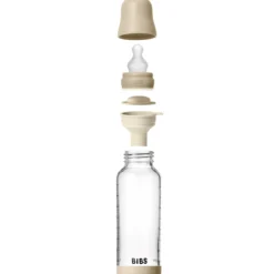 BIBS Glass Baby Bottle Round Silicone 1 pack 240 ml Medium Flow Vanilla GLOW