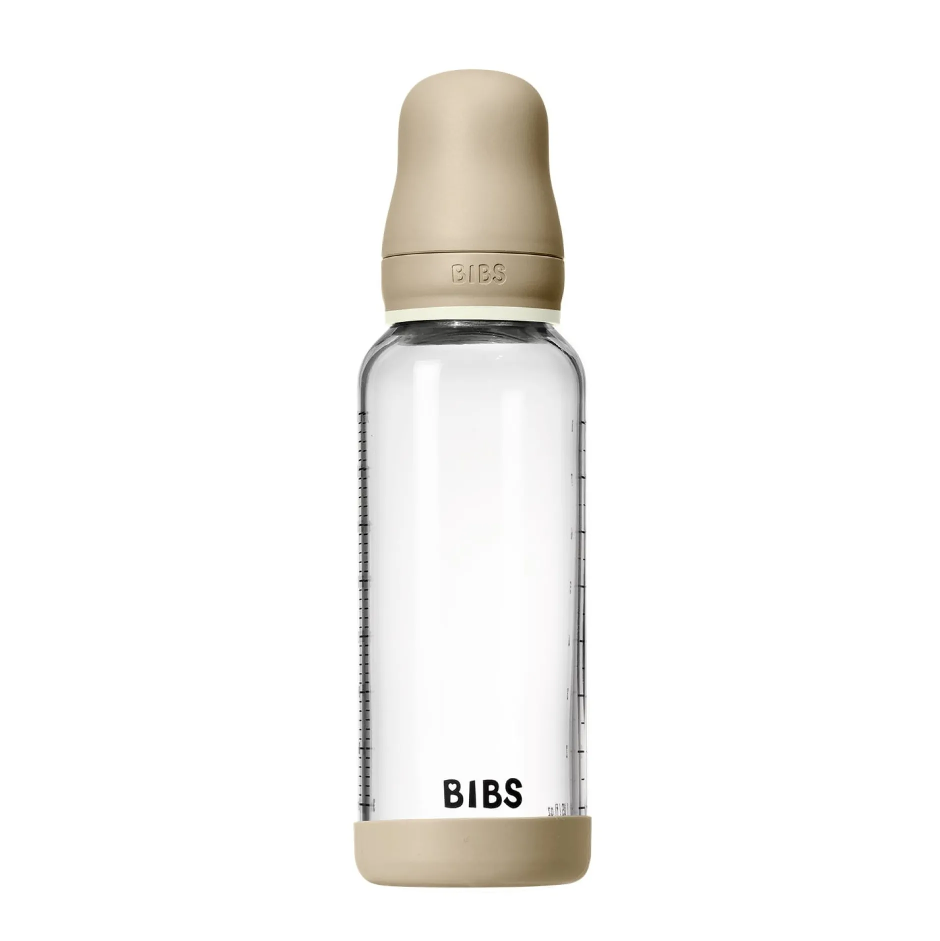 BIBS Glass Baby Bottle Round Silicone 1 pack 240 ml Medium Flow Vanilla GLOW