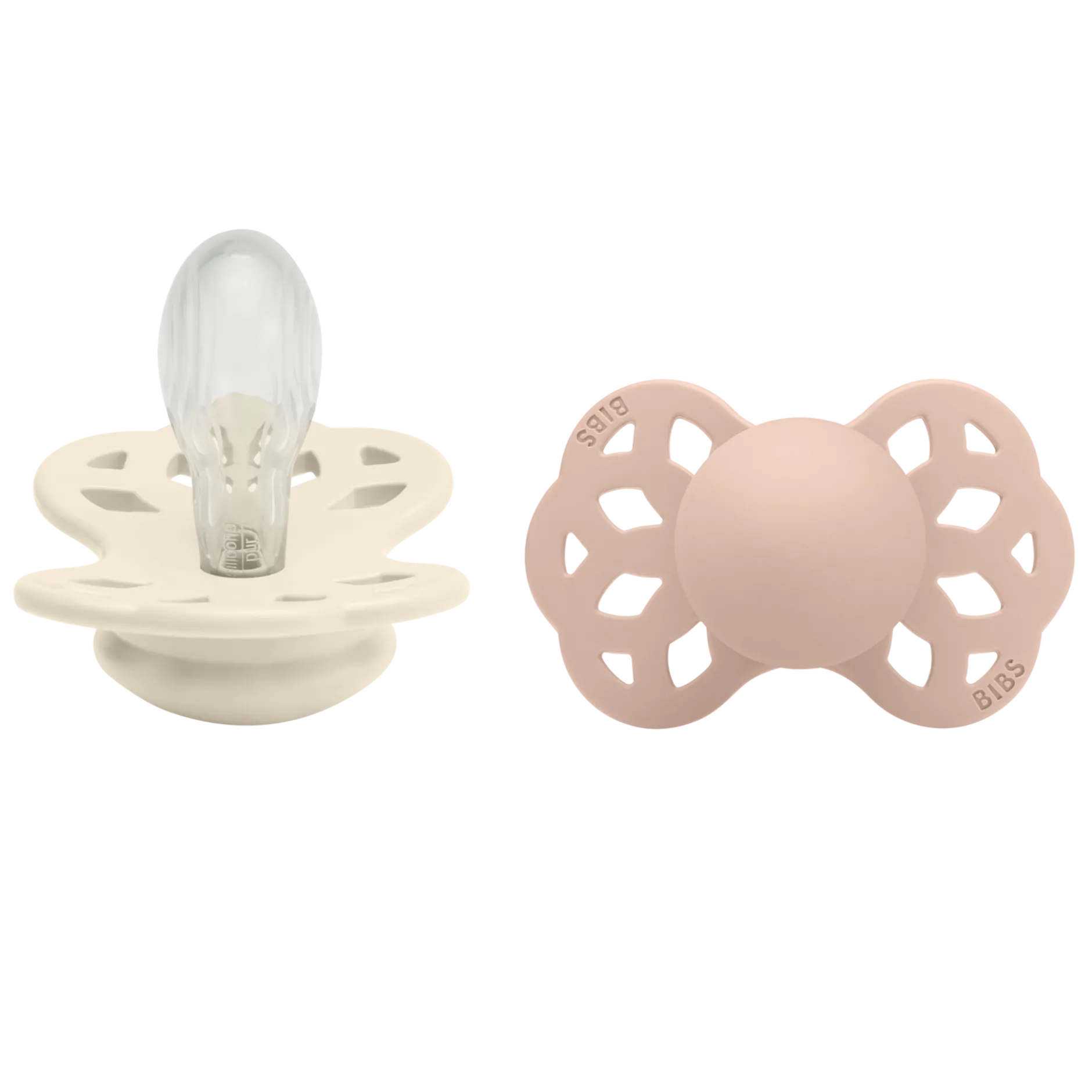 BIBS Infinity Symmetrical Silicone 6+ månader Size 2 Ivory/Blush 2 st