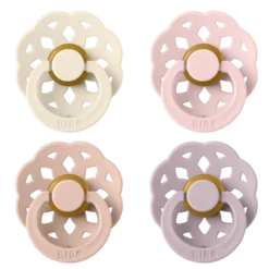 BIBS Pacifier Boheme Latex 0+ månader Storlek 1 Ivory/Blush/Blossom/Dusky Lilac 4 st