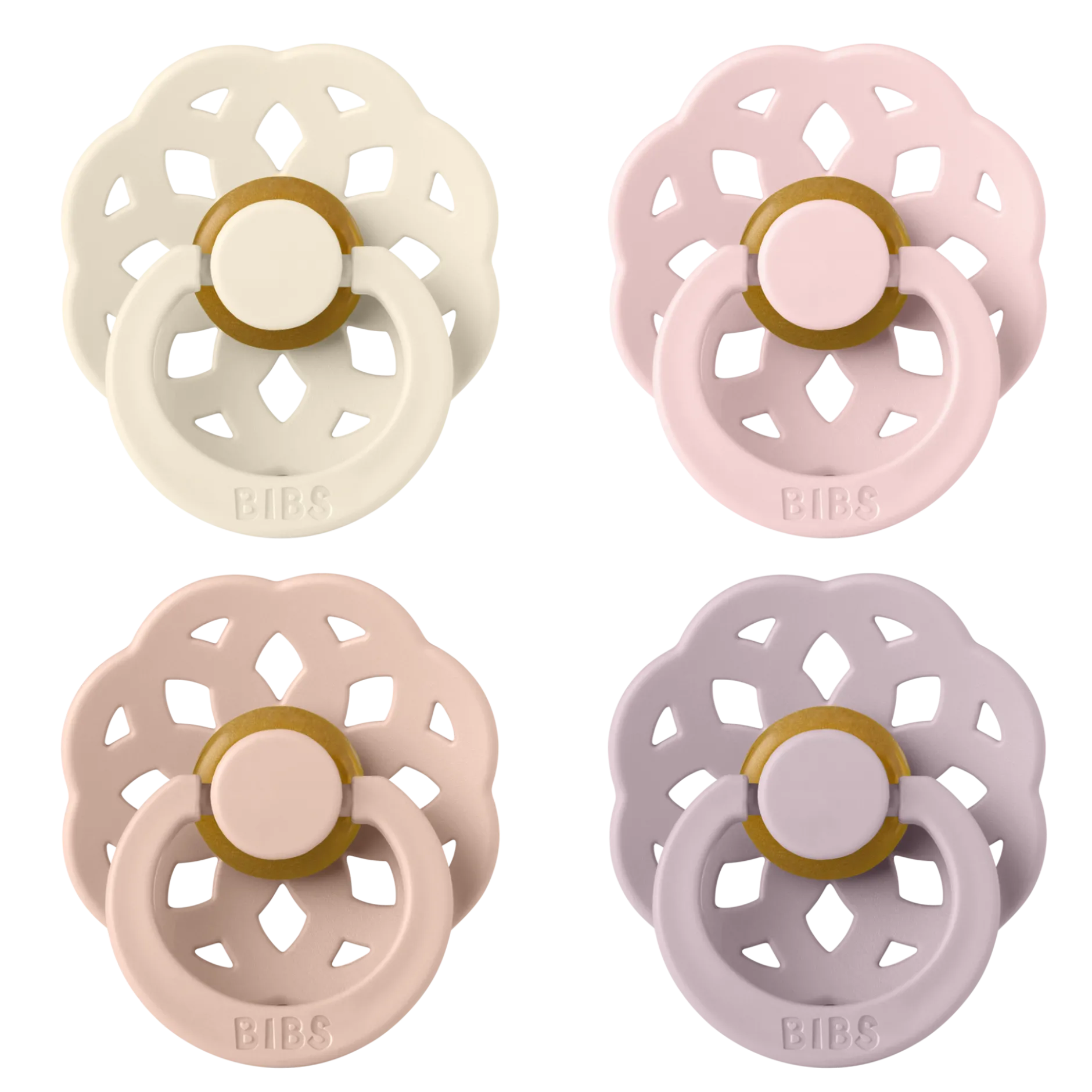 BIBS Pacifier Boheme Latex 6+ månader Size 2 Ivory/Blush/Blossom/Dusky Lilac 4 st