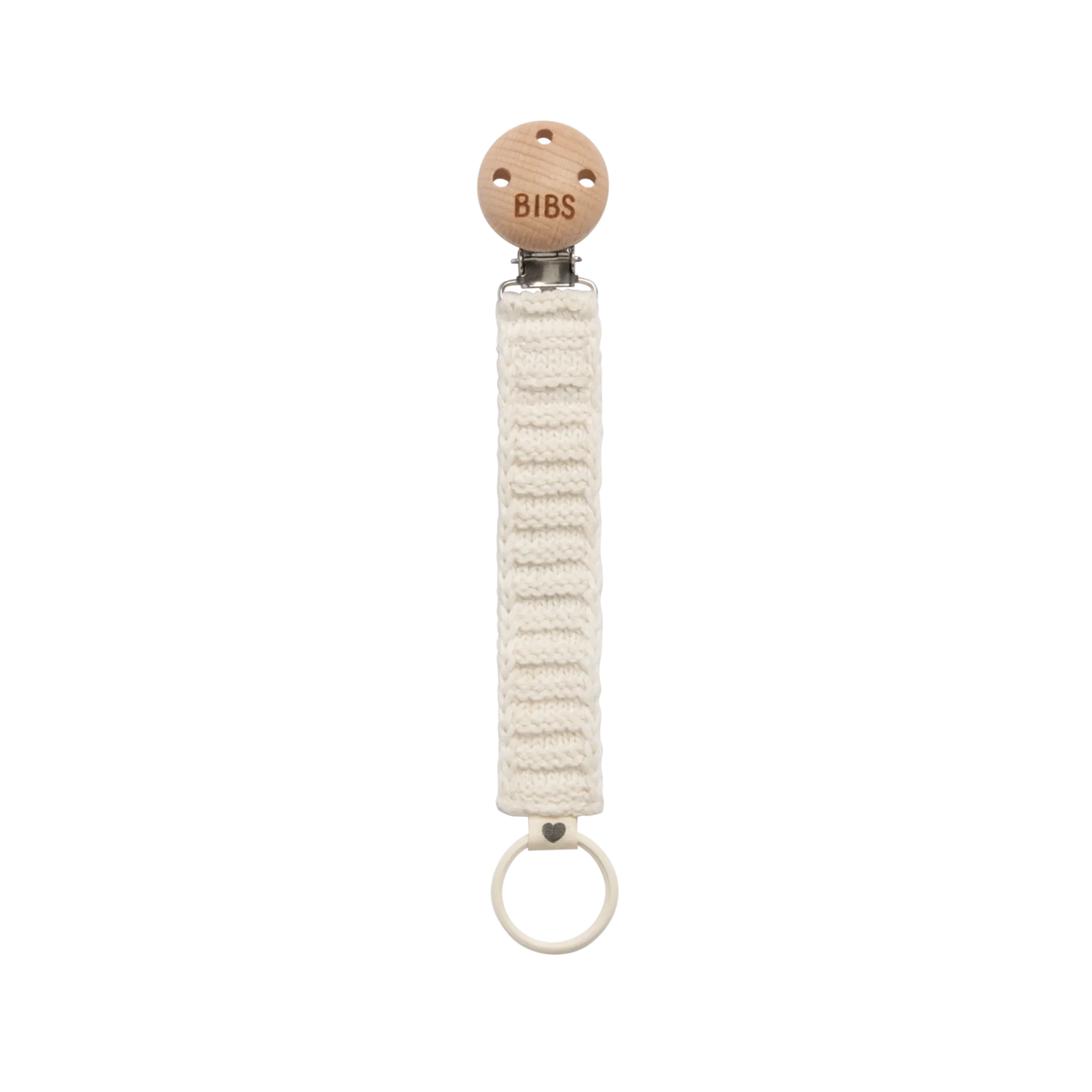 BIBS Pacifier Clip Knitted Ivory 1 st