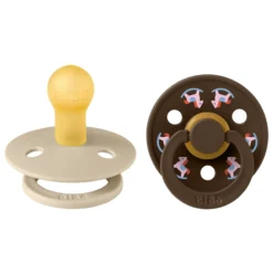 BIBS Pacifier Colour Holiday Horse 2 PACK Latex Size 1 Vanilla/Mocha
