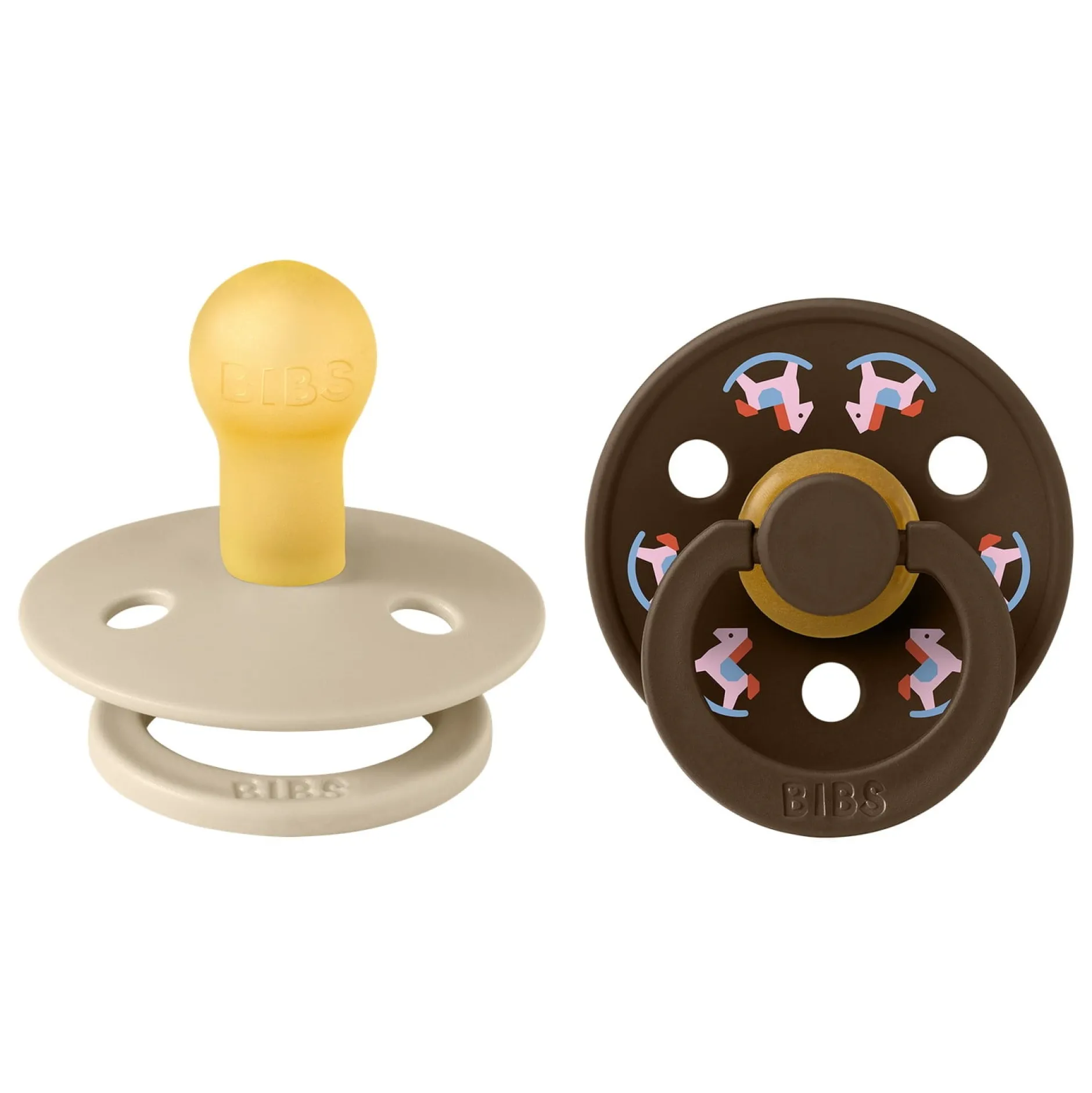 BIBS Pacifier Colour Holiday Horse 2 PACK Latex Size 1 Vanilla/Mocha