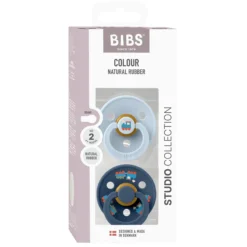 BIBS Pacifier Colour Holiday Train 2 PACK Latex Size 2 Baby Blue/Steel Blue