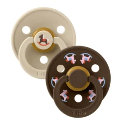 BIBS Pacifier Colour Holiday Horse 2 PACK Latex Size 2 Vanilla/Mocha