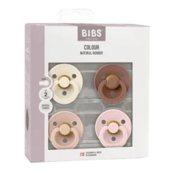BIBS Pacifier Colour Latex 6+ månader Size 2 Ivory/Blush/Woodchuck/Blossom 4 st