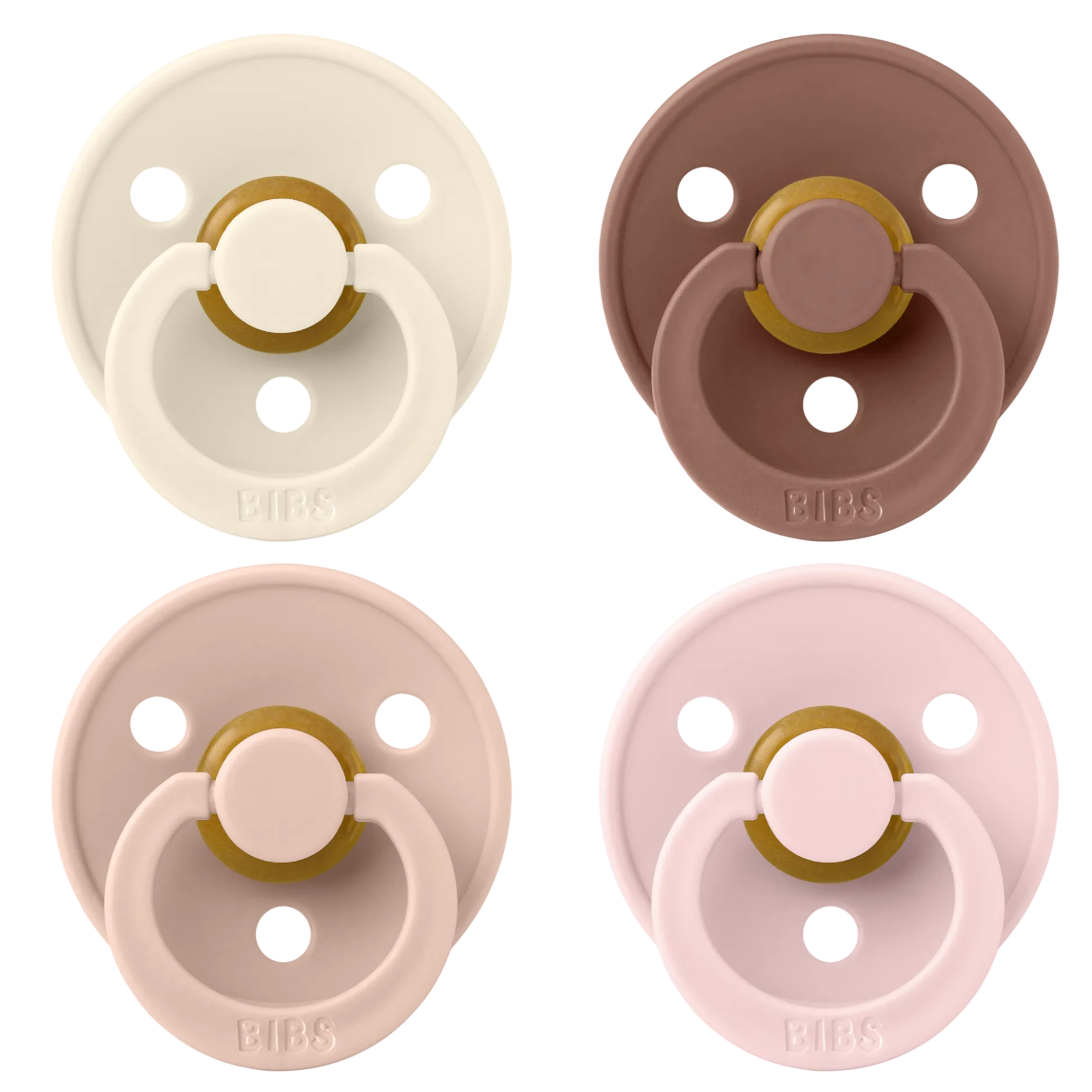 BIBS Pacifier Colour Latex 6+ månader Size 2 Ivory/Blush/Woodchuck/Blossom 4 st