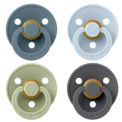 BIBS Pacifier Colour Latex 6+ månader Size 2 Petrol/Sage/Baby Blue/Iron 4 st