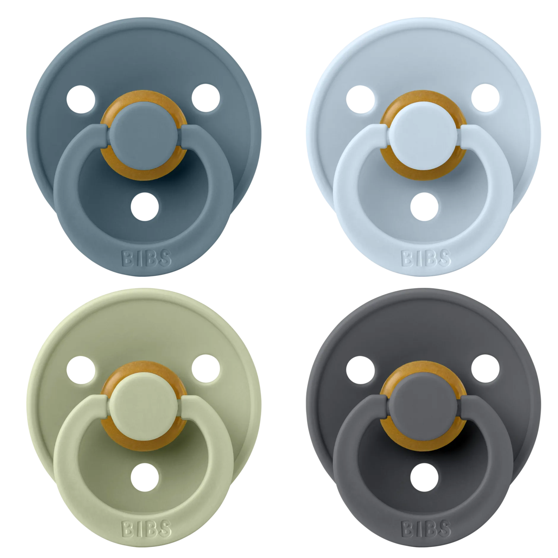 BIBS Pacifier Colour Latex 6+ månader Size 2 Petrol/Sage/Baby Blue/Iron 4 st