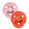 BIBS Pacifier Colour 2 PACK Anatomical Latex Size 1 Baby Pink/Tango