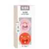BIBS Pacifier Colour 2 PACK Anatomical Latex Size 2 Baby Pink/Tango