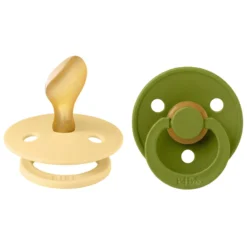 BIBS Pacifier Colour 2 PACK Anatomical Latex Size 2 Pale Butter/Wasabi