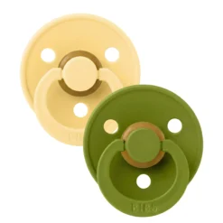 BIBS Pacifier Colour 2 PACK Anatomical Latex Size 2 Pale Butter/Wasabi
