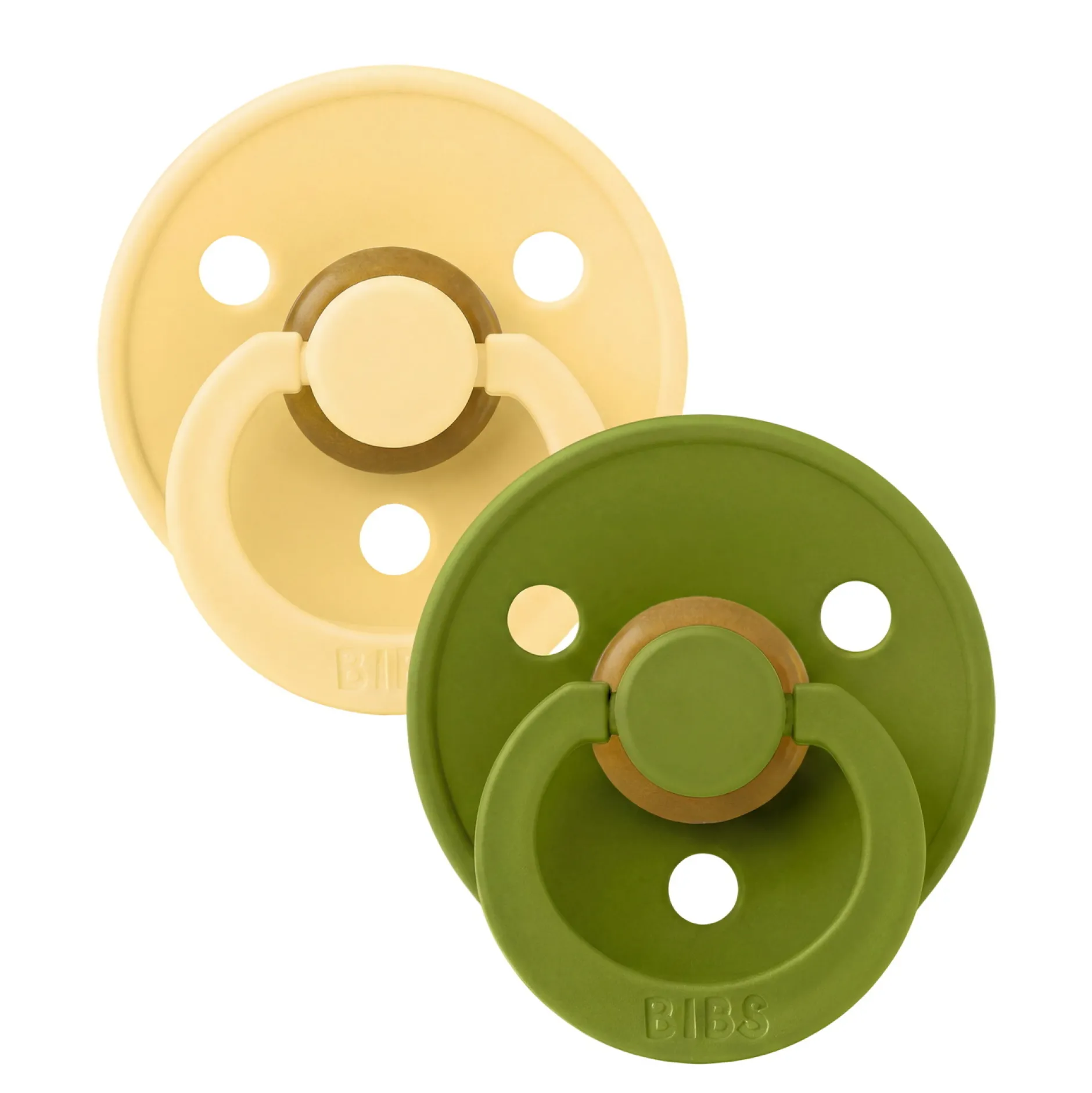 BIBS Pacifier Colour 2 PACK Anatomical Latex Size 2 Pale Butter/Wasabi