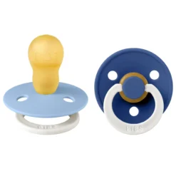 BIBS Pacifier Colour 2 PACK Latex Size 3 Sky Blue GLOW/Cornflower GLOW