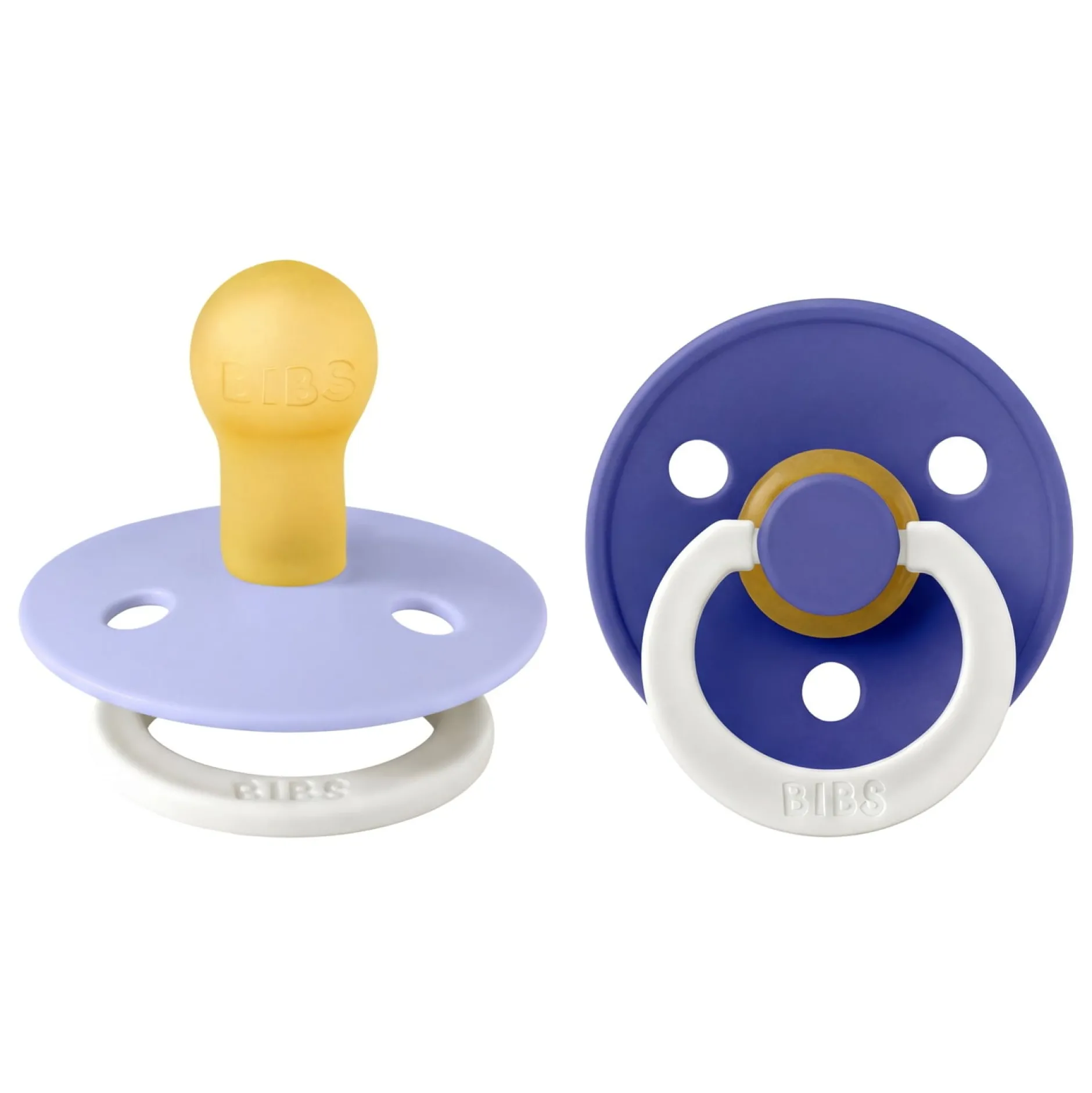 BIBS Pacifier Colour 2 PACK Latex Size 1 Hush GLOW/Grape GLOW