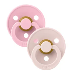 BIBS Pacifier Colour 2 PACK Latex Size 2 Petal/Baby Pink
